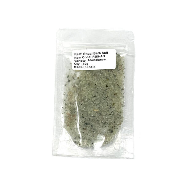 Shreyshti Ritual Bath Salt Abundance, 50g stand able pouch, a combination of salts, fragrances and herbs for space clearing and cleansing, anoint candles and cleansing tools or crystals - Image 2